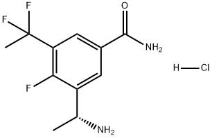 Benzamide, 3-[(1R)-1-aminoethyl]-5-(1,1-difluoroethyl)-4-fluoro-, hydrochloride (1:1) 구조식 이미지