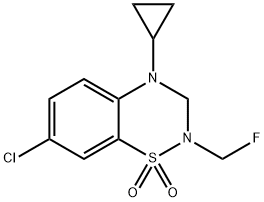 2H-1,2,4-Benzothiadiazine, 7-chloro-4-cyclopropyl-2-(fluoromethyl)-3,4-dihydro-, 1,1-dioxide Structure