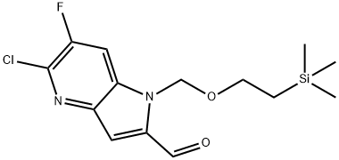 5-Chloro-6-fluoro-1-((2-(trimethylsilyl)ethoxy)methyl)-1H-pyrrolo[3,2-b]pyridine-2-carbaldehyde 구조식 이미지