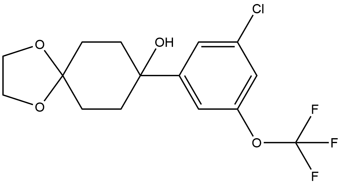 8-(3-chloro-5-(trifluoromethoxy)phenyl)-1,4-dioxaspiro[4.5]decan-8-ol 구조식 이미지