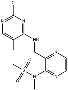 Methanesulfonamide, N-[3-[[(2-chloro-5-iodo-4-pyrimidinyl)amino]methyl]-2-pyrazinyl]-N-methyl- Structure