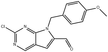 2-Chloro-7-(4-methoxybenzyl)-7H-pyrrolo[2,3-d]pyrimidine-6-carbaldehyde 구조식 이미지