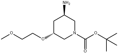 1-Piperidinecarboxylic acid, 3-amino-5-(2-methoxyethoxy)-, 1,1-dimethylethyl ester, (3R,5R)- Structure