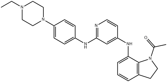 Ethanone, 1-[7-[[2-[[4-(4-ethyl-1-piperazinyl)phenyl]amino]-4-pyridinyl]amino]-2,3-dihydro-1H-indol-1-yl]- 구조식 이미지