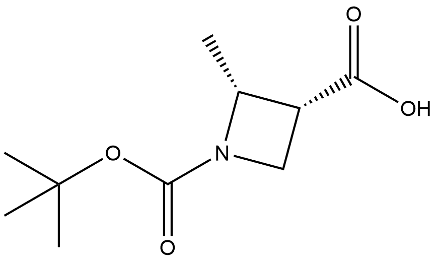 (2R,3R)-1-(tert-butoxycarbonyl)-2-methylazetidine-3-carboxylic acid 구조식 이미지