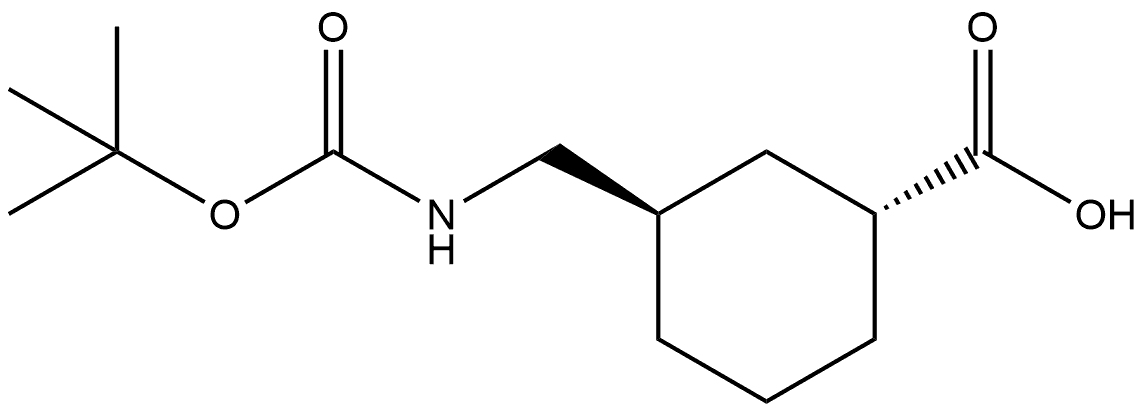 Cyclohexanecarboxylic acid, 3-[[[(1,1-dimethylethoxy)carbonyl]amino]methyl]-, (1R,3R)- Structure