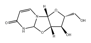 6H-Furo[2',3':4,5]oxazolo[3,2-a]pyrimidin-6-one, 2,3,3a,4a,5,9a-hexahydro-3-hydroxy-2-(hydroxymethyl)-, (2R,3R,3aS,9aR)- 구조식 이미지