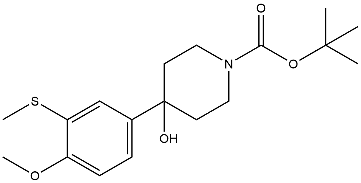 tert-butyl 4-hydroxy-4-(4-methoxy-3-(methylthio)phenyl)piperidine-1-carboxylate Structure