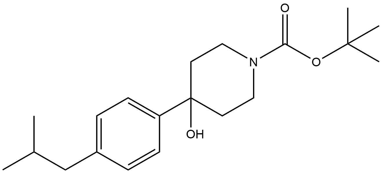 tert-butyl 4-hydroxy-4-(4-isobutylphenyl)piperidine-1-carboxylate 구조식 이미지