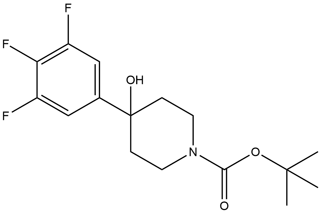 tert-butyl 4-hydroxy-4-(3,4,5-trifluorophenyl)piperidine-1-carboxylate 구조식 이미지