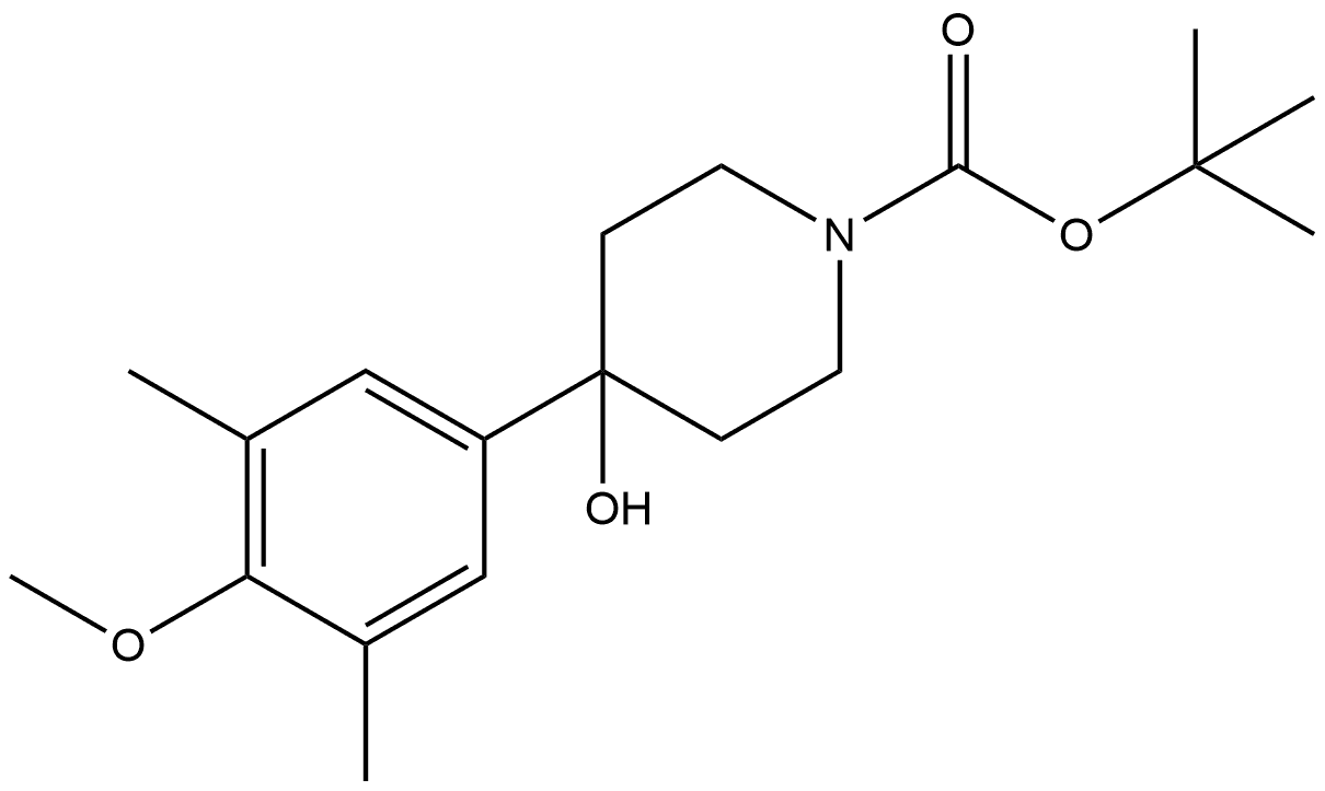 tert-butyl 4-hydroxy-4-(4-methoxy-3,5-dimethylphenyl)piperidine-1-carboxylate Structure