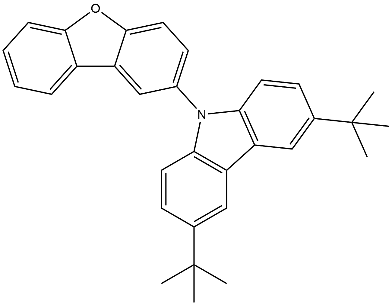 9H-Carbazole, 9-(2-dibenzofuranyl)-3,6-bis(1,1-dimethylethyl)- Structure