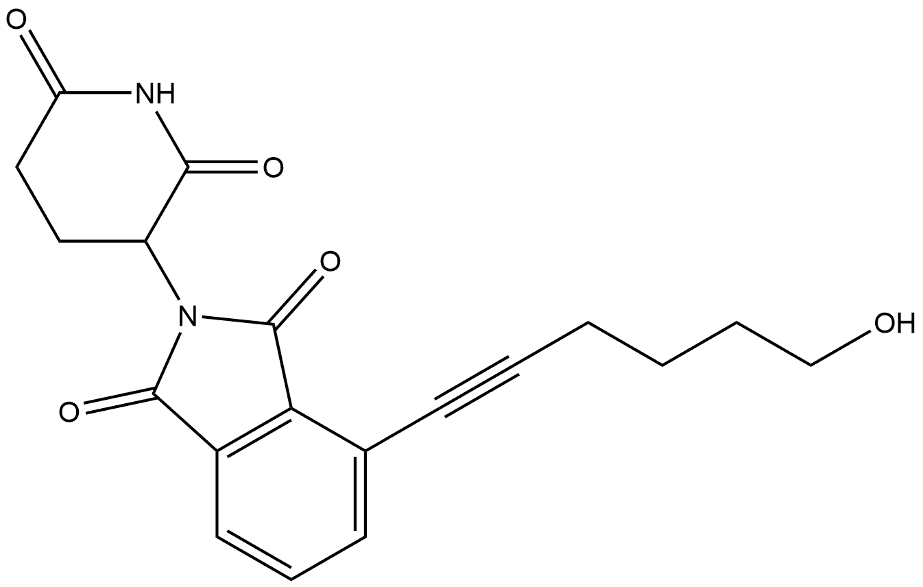 1H-Isoindole-1,3(2H)-dione, 2-(2,6-dioxo-3-piperidinyl)-4-(6-hydroxy-1-hexyn-1-yl)- (ACI) Structure