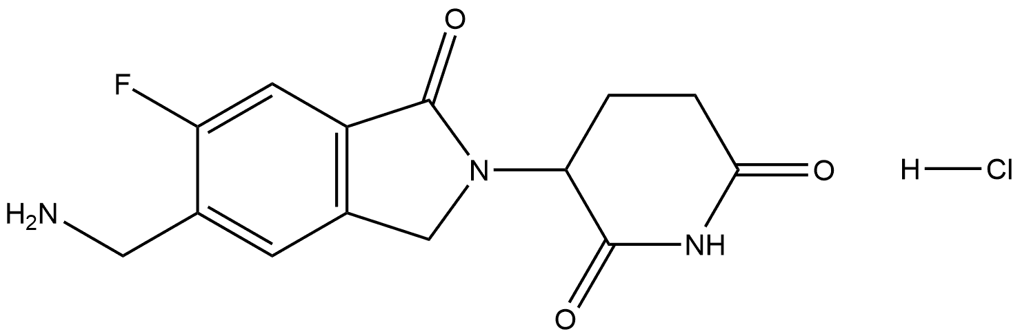 3-[5-(aminomethyl)-6-fluoro-1-oxo-2,3-dihydro-1H-isoindol-2-yl]hexahydropyridine-2,6-dione hydrochloride Structure