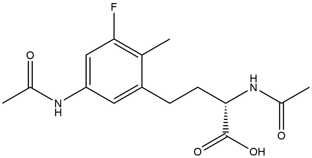 (S)-2-acetamido-4-(5-acetamido-3-fluoro-2-methylphenyl)butanoic acid Structure