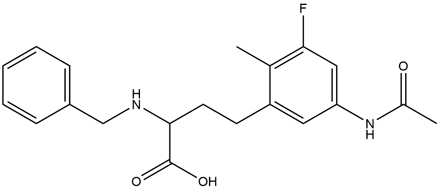 4-(5-acetamido-3-fluoro-2-methylphenyl)-2-(benzylamino)butanoic acid 구조식 이미지