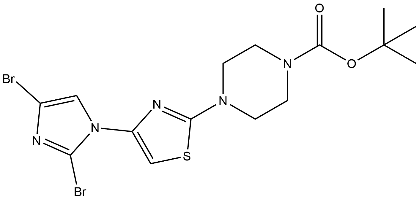 tert-butyl 4-(4-(2,4-dibromo-1H-imidazol-1-yl)thiazol-2-yl)piperazine-1-carboxylate Structure