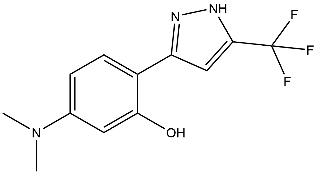 Phenol, 5-(dimethylamino)-2-[5-(trifluoromethyl)-1H-pyrazol-3-yl]- Structure