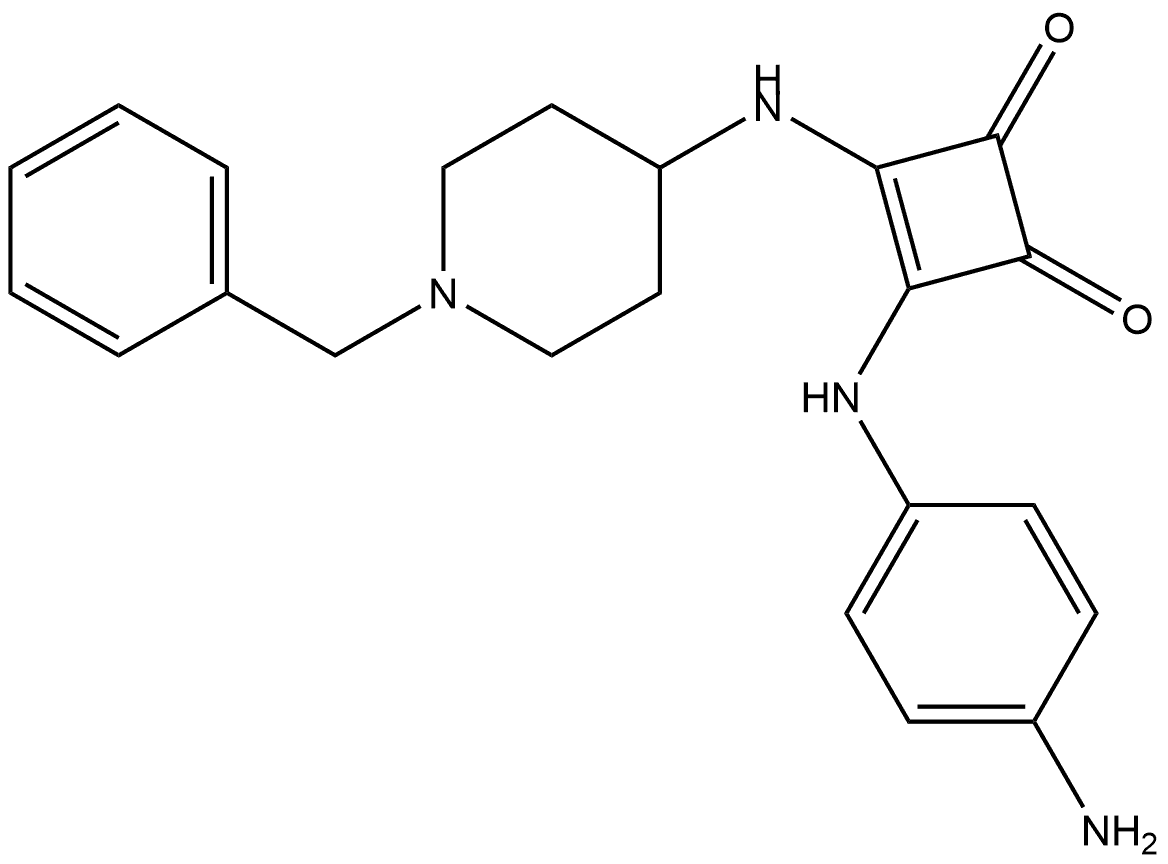 3-Cyclobutene-1,2-dione, 3-[(4-aminophenyl)amino]-4-[[1-(phenylmethyl)-4-piperidinyl]amino]- Structure