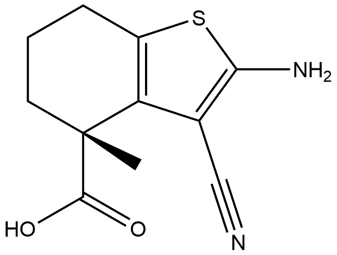 Benzo[b]thiophene-4-carboxylic acid, 2-amino-3-cyano-4,5,6,7-tetrahydro-4-methyl-, (4R)- 구조식 이미지