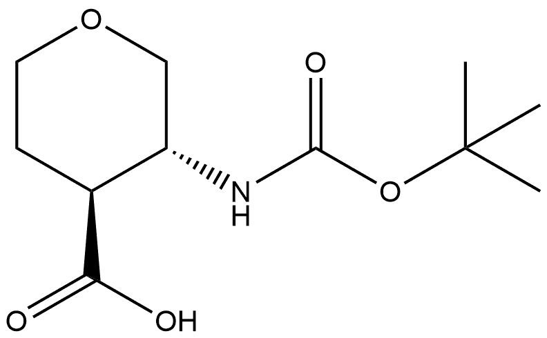(3R,4S)-3-((tert-Butoxycarbonyl)amino)tetrahydro-2H-pyran-4-carboxylic acid Structure