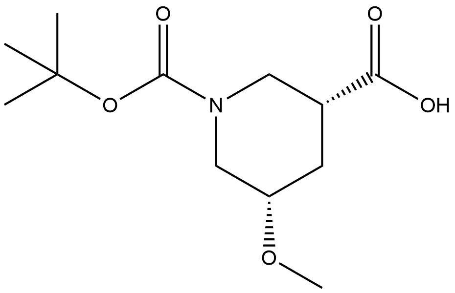 1,3-Piperidinedicarboxylic acid, 5-methoxy-, 1-(1,1-dimethylethyl) ester, (3R,5S)- Structure