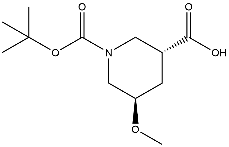 1,3-Piperidinedicarboxylic acid, 5-methoxy-, 1-(1,1-dimethylethyl) ester, (3R,5R)- Structure