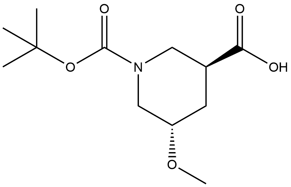 1,3-Piperidinedicarboxylic acid, 5-methoxy-, 1-(1,1-dimethylethyl) ester, (3S,5S)- Structure