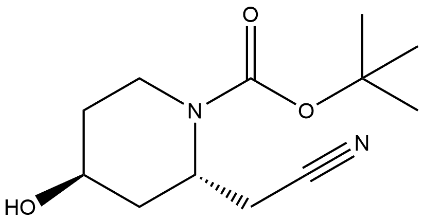 1-Piperidinecarboxylic acid, 2-(cyanomethyl)-4-hydroxy-, 1,1-dimethylethyl ester, (2R,4S)- Structure