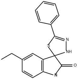 Spiro[3H-indole-3,2'(3'H)-[1,3,4]thiadiazol]-2(1H)-one, 5-ethyl-5'-phenyl- Structure