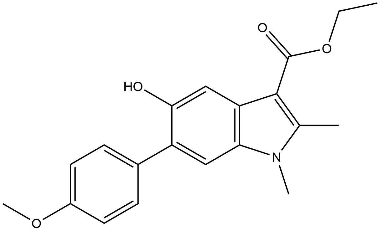 Ethyl 5-hydroxy-6-(4-methoxyphenyl)-1,2-dimethyl-1H-indole-3-carboxylate 구조식 이미지
