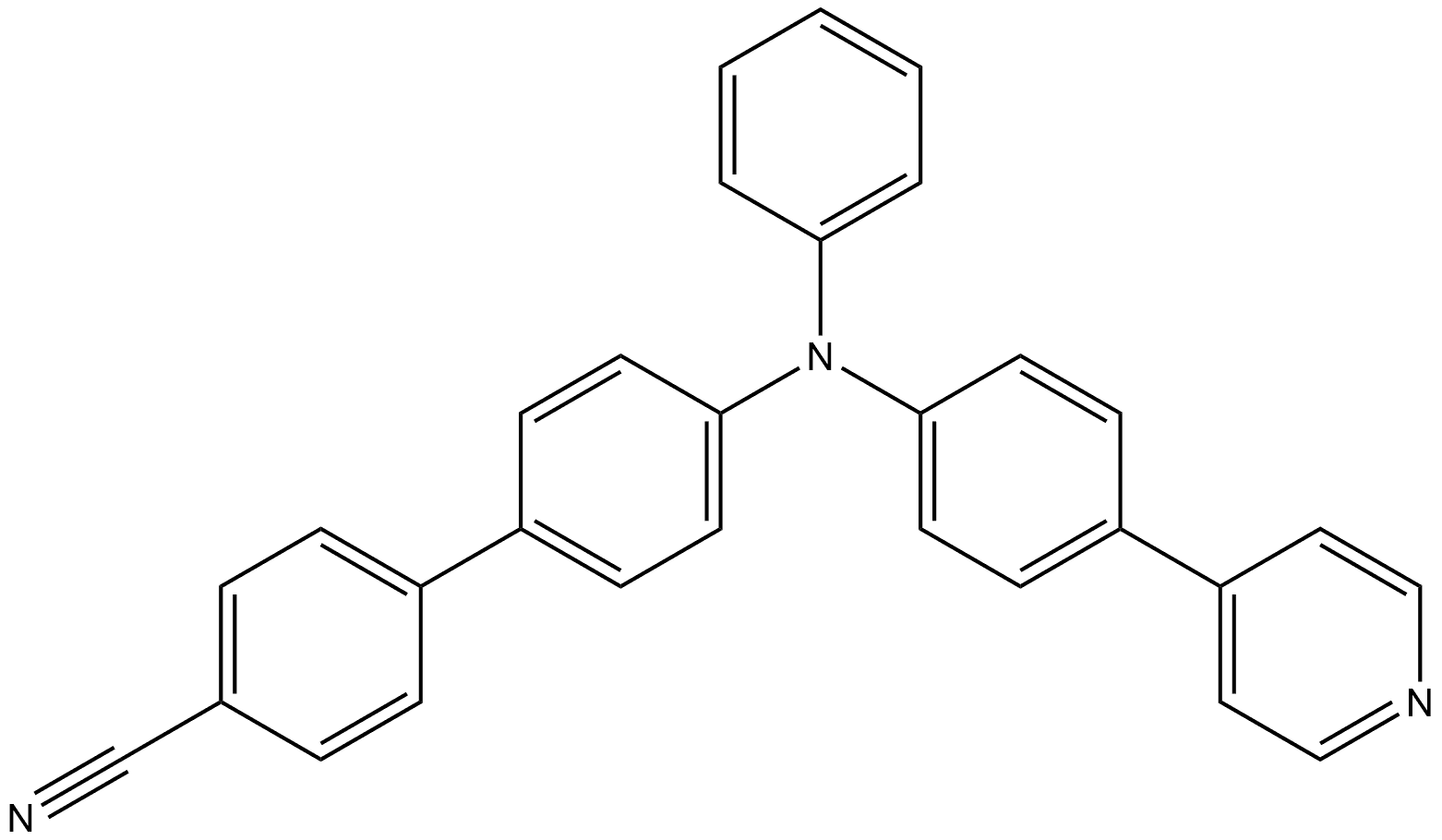 4'-(phenyl(4-(pyridin-4-yl)phenyl)amino)-[1,1'-biphenyl]-4-carbonitrile Structure