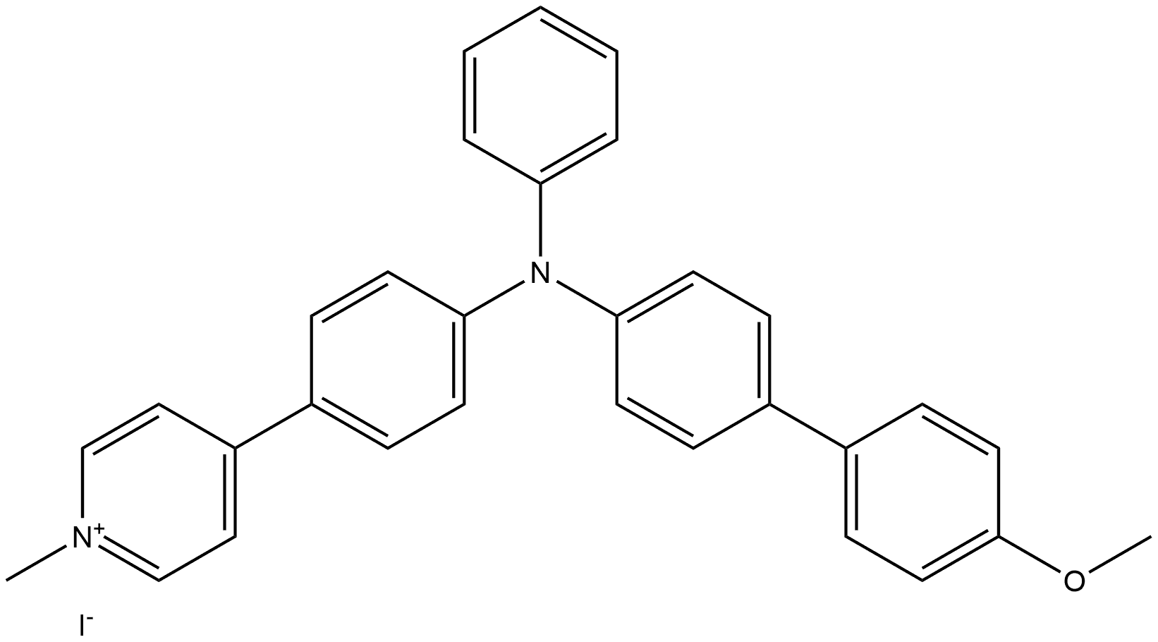 4-(4-((4'-methoxy-[1,1'-biphenyl]-4-yl)(phenyl)amino)phenyl)-1-methylpyridin-1-ium iodide Structure