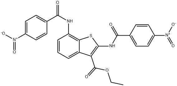 Ethyl 2,7-bis{[(4-nitrophenyl)carbonyl]amino}-1-benzothiophene-3-carboxylate 구조식 이미지