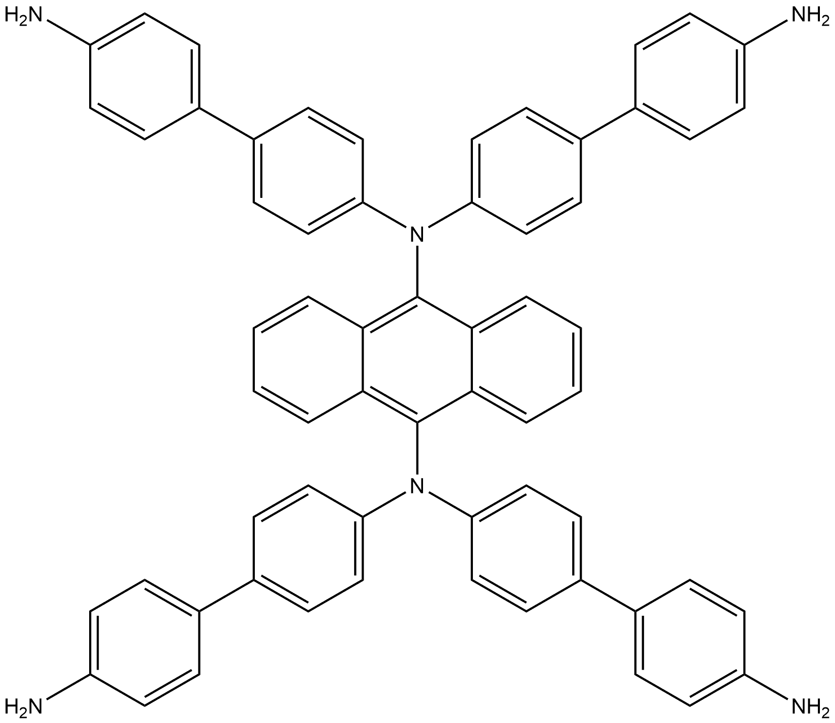 N9,N9,N10,N10-tetrakis(4'-amino-[1,1'-biphenyl]-4-yl)anthracene-9,10-diamine Structure