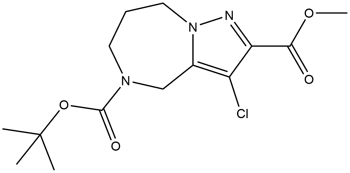 4H-Pyrazolo[1,5-a][1,4]diazepine-2,5(6H)-dicarboxylic acid, 3-chloro-7,8-dihydro-, 5-(1,1-dimethylethyl) 2-methyl ester Structure