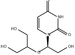 2,4(1H,3H)-Pyrimidinedione, 1-[(1R)-2-hydroxy-1-[2-hydroxy-1-(hydroxymethyl)ethoxy]ethyl]- Structure