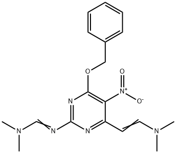 Methanimidamide, N-4-2-(dimethylamino)ethenyl-5-nitro-6-(phenylmethoxy)-2-pyrimidinyl-N,N-dimethyl- Structure