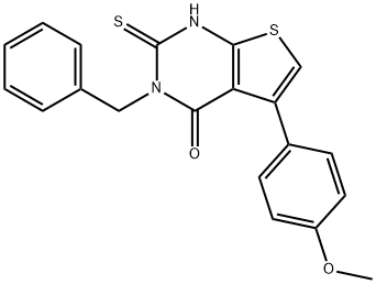 3-benzyl-5-(4-methoxyphenyl)-2-sulfanylidene-1H-thieno[2,3-d]pyrimidin-4-one 구조식 이미지