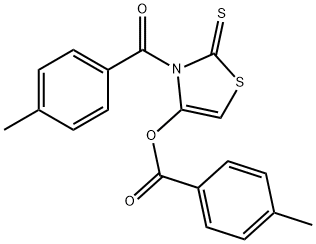 Benzoic acid, 4-methyl-, 2,3-dihydro-3-(4-methylbenzoyl)-2-thioxo-4-thiazolyl ester Structure