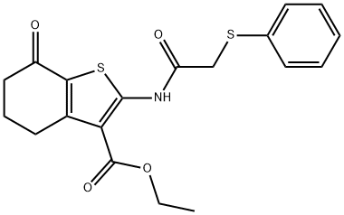 Ethyl 7-oxo-2-{[(phenylsulfanyl)acetyl]amino}-4,5,6,7-tetrahydro-1-benzothiophene-3-carboxylate Structure