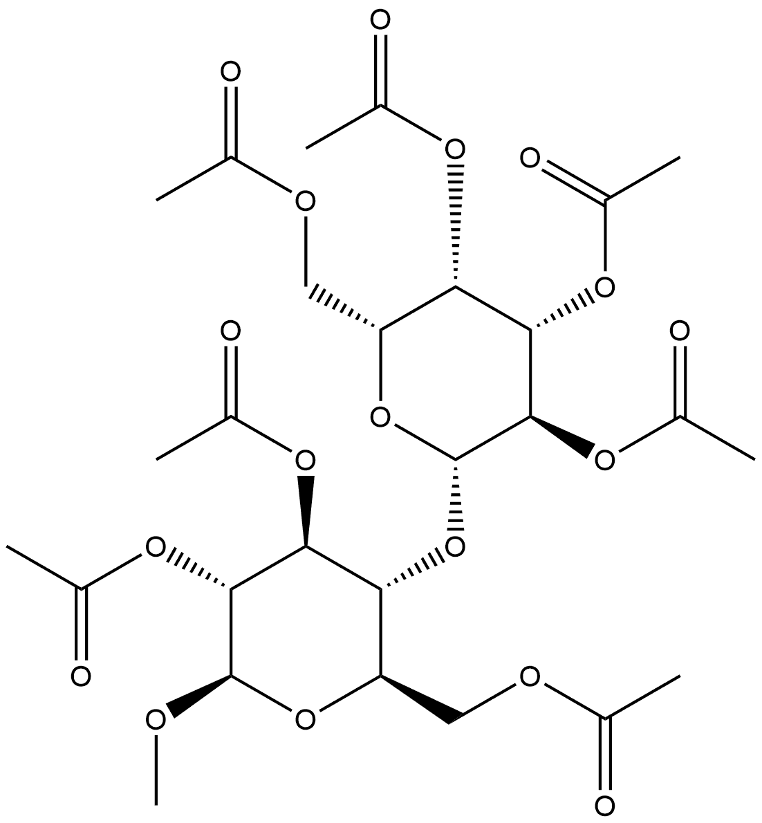 β-D-Glucopyranoside, methyl 4-O-(2,3,4,6-tetra-O-acetyl-β-D-galactopyranosyl)-, 2,3,6-triacetate Structure