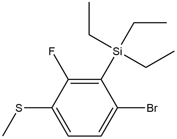 (6-bromo-2-fluoro-3-(methylthio)phenyl)triethylsilane Structure