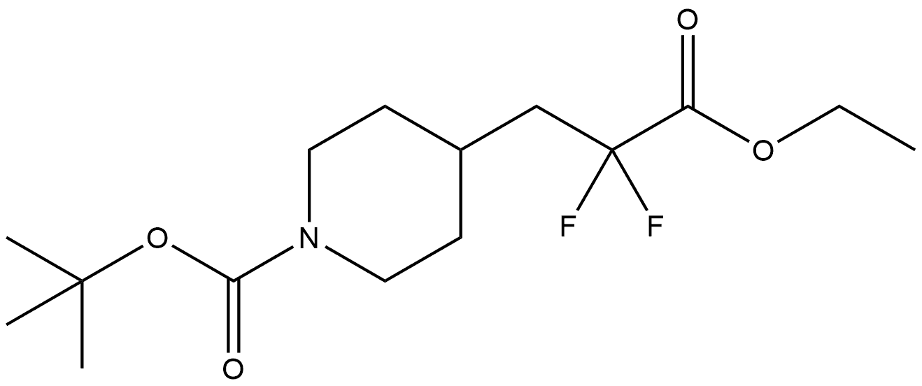 4-Piperidinepropanoic acid, 1-[(1,1-dimethylethoxy)carbonyl]-α,α-difluoro-, ethyl ester Structure