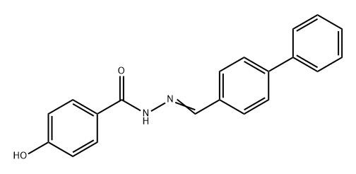 Benzoic acid, 4-hydroxy-, 2-([1,1'-biphenyl]-4-ylmethylene)hydrazide 구조식 이미지