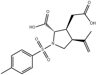 3-Pyrrolidineacetic acid, 2-carboxy-4-(1-methylethenyl)-1-[(4-methylphenyl)sulfonyl]-, (2S,3S,4S)- Structure
