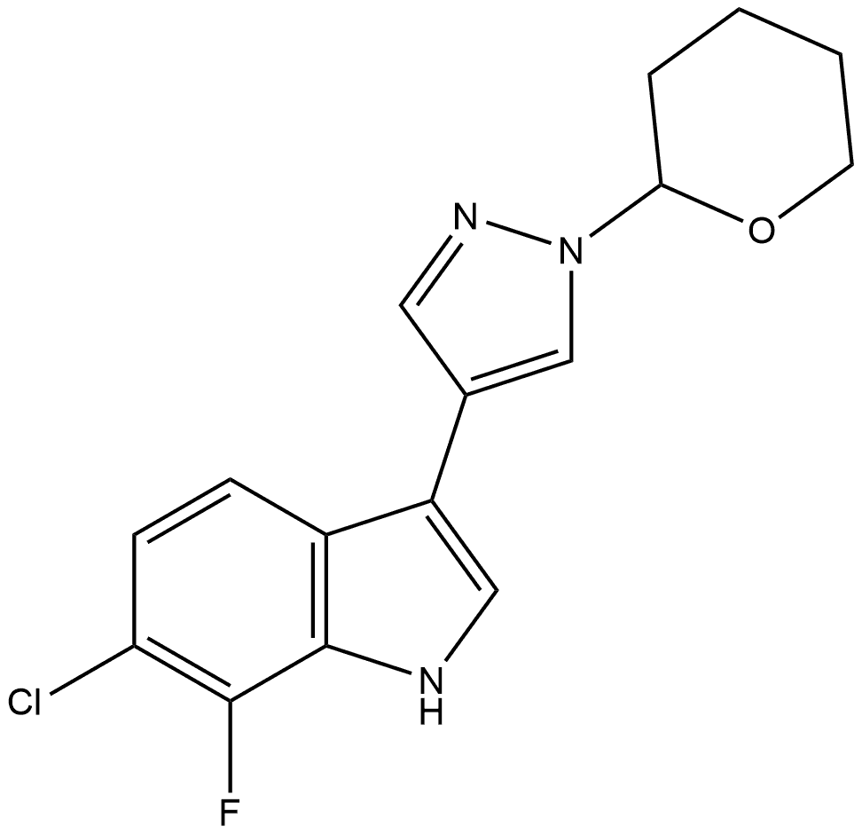 6-chloro-7-fluoro-3-(1-(tetrahydro-2H-pyran-2-yl)-1H-pyrazol-4-yl)-1H-indole Structure