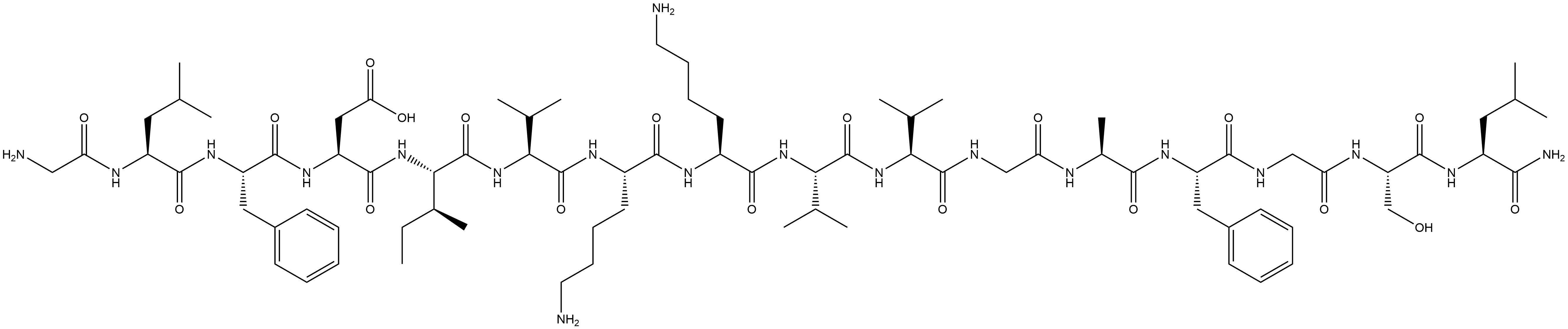 L-Leucinamide, glycyl-L-leucyl-L-phenylalanyl-L-α-aspartyl-L-isoleucyl-L-valyl-L-lysyl-L-lysyl-L-valyl-L-valylglycyl-L-alanyl-L-phenylalanylglycyl-L-seryl- Structure