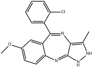 Pyrazolo[3,4-b][1,4]benzodiazepine, 5-(2-chlorophenyl)-1,2-dihydro-7-methoxy-3-methyl- Structure