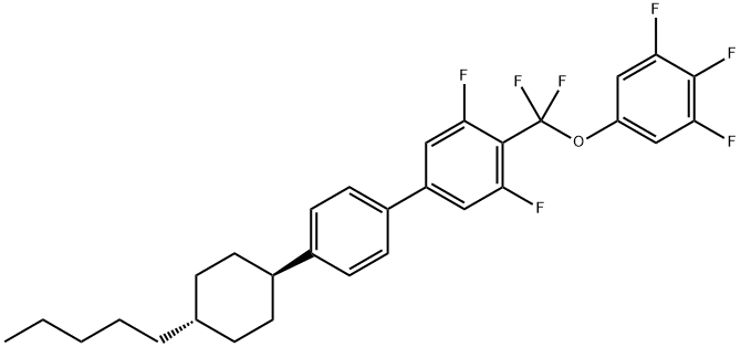 1,1'-Biphenyl, 4-[difluoro(3,4,5-trifluorophenoxy)methyl]-3,5-difluoro-4'-(trans-4-pentylcyclohexyl)- Structure